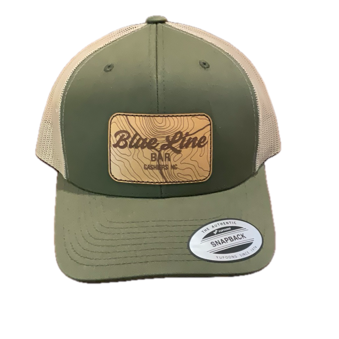 Brookings Blue Line Leather Patch Trucker Hat