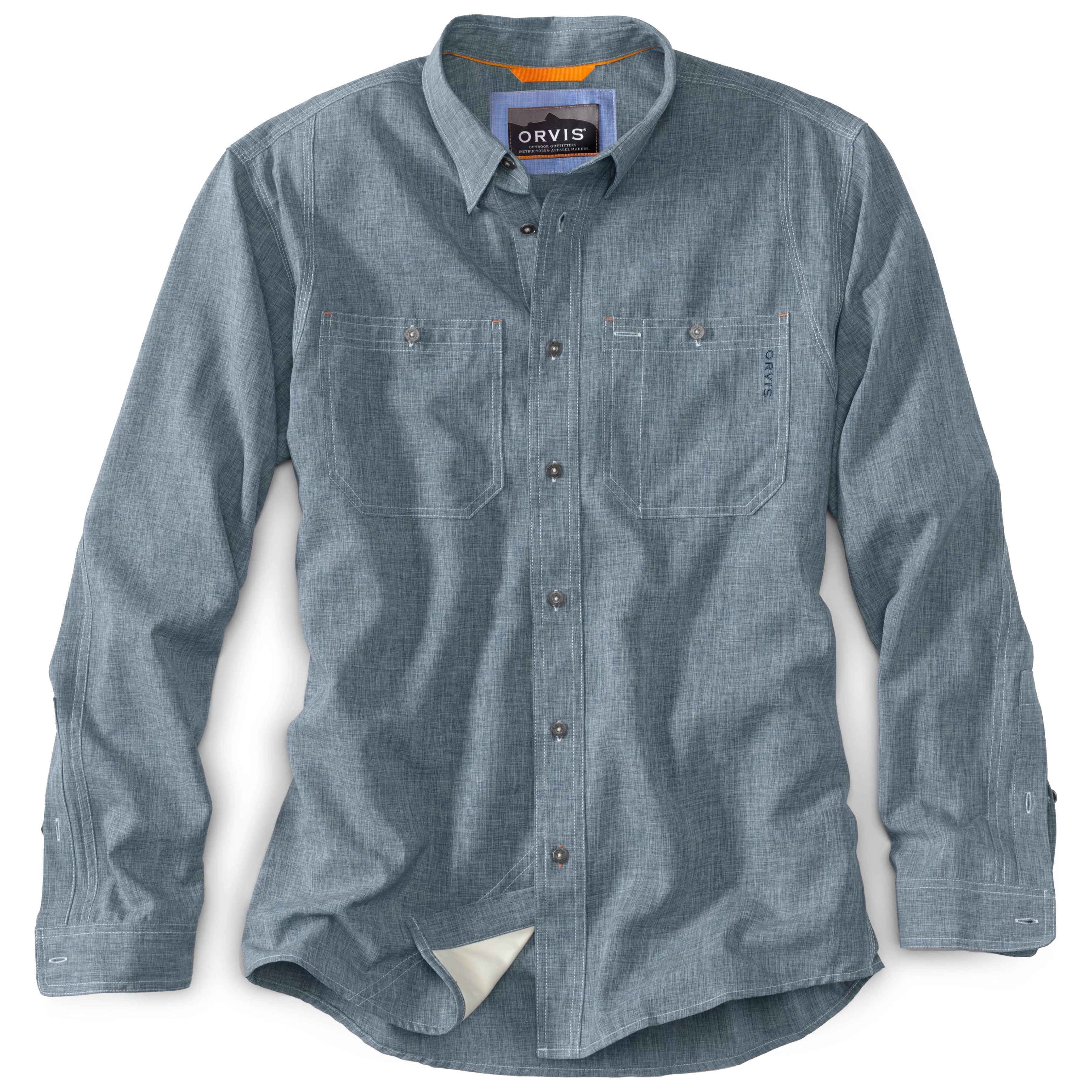 Orvis Tech Chambray LS Work Shirt Blue Chambray Image 01