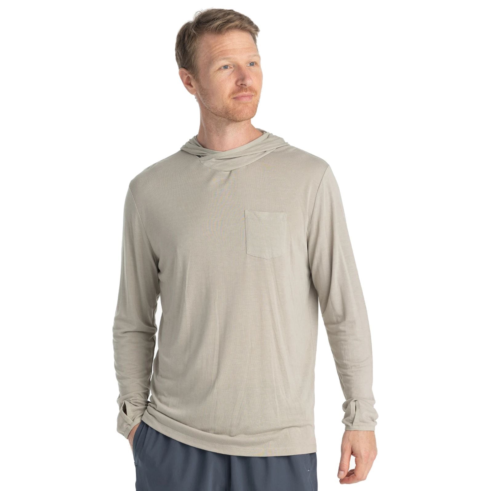 Free Fly Men's Bamboo Lightweight Hoodie Sandstone Image 01