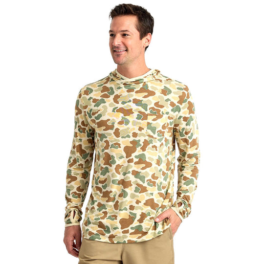 Free Fly Men's Bamboo Lightweight Hoodie Vintage Camo Image 01