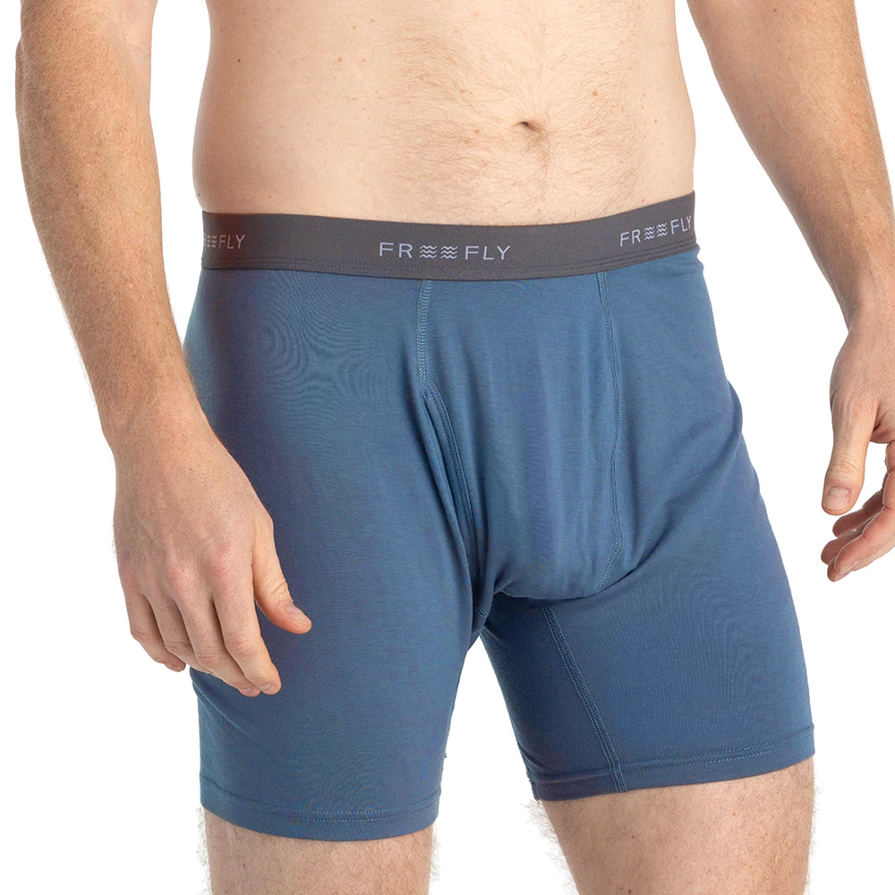 Free Fly Men's Bamboo Motion Boxer Brief Slate Blue Image 02