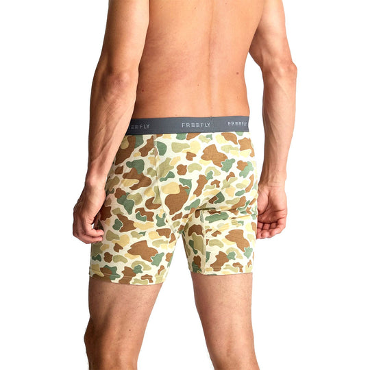 Free Fly Men's Bamboo Motion Boxer Brief Vintage Camo Image 01