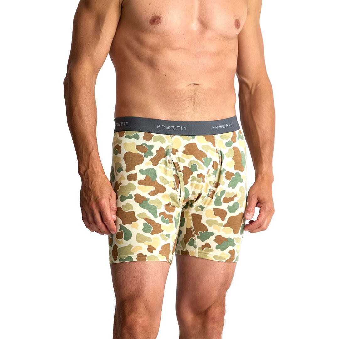 Free Fly Men's Bamboo Motion Boxer Brief Vintage Camo Image 02