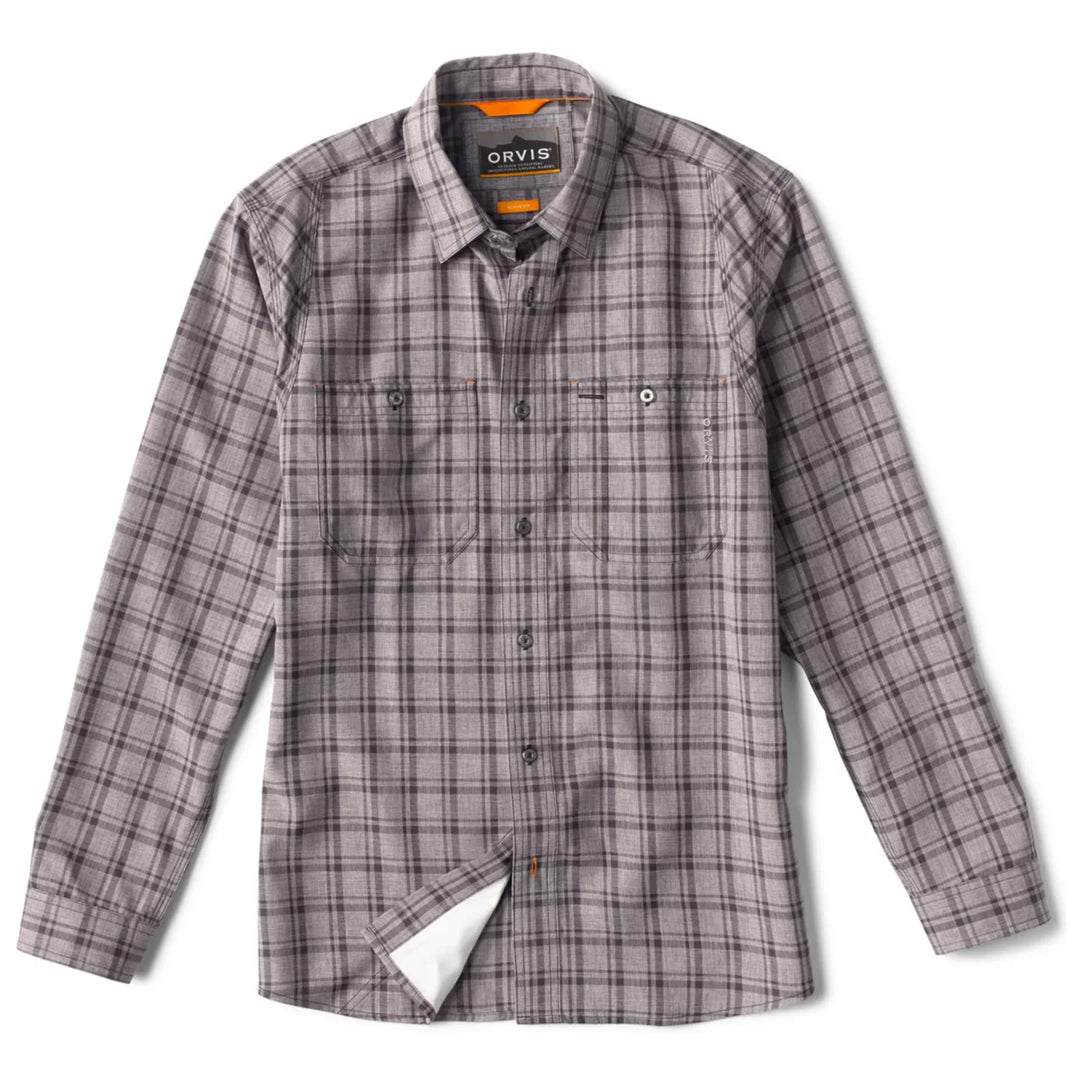 Orvis Tech Chambray Plaid Workshirt LS Titanium Image 01