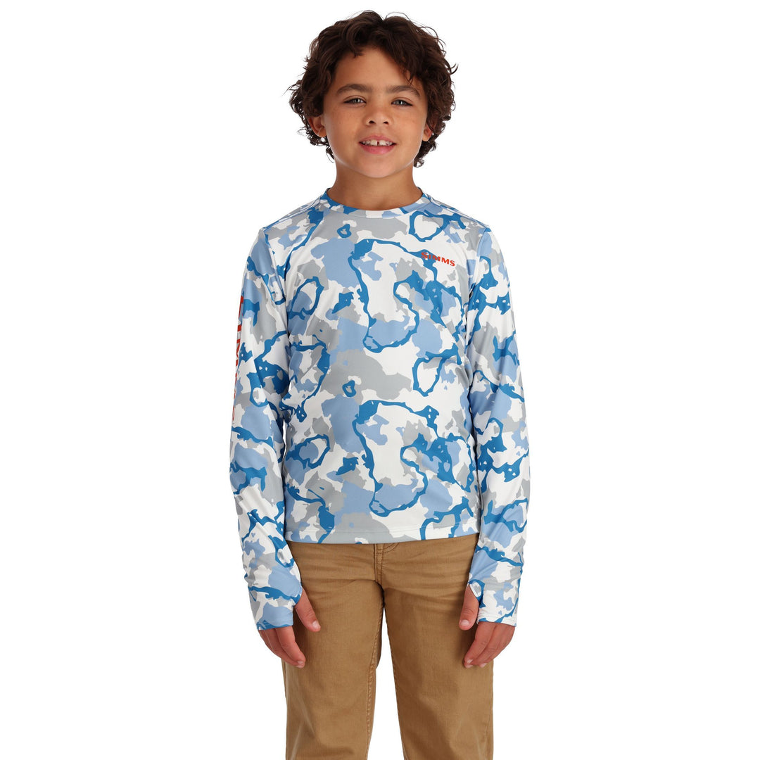 Simms Kid's Solar Tech Crew Neck Regiment Camo Ocean Image 02