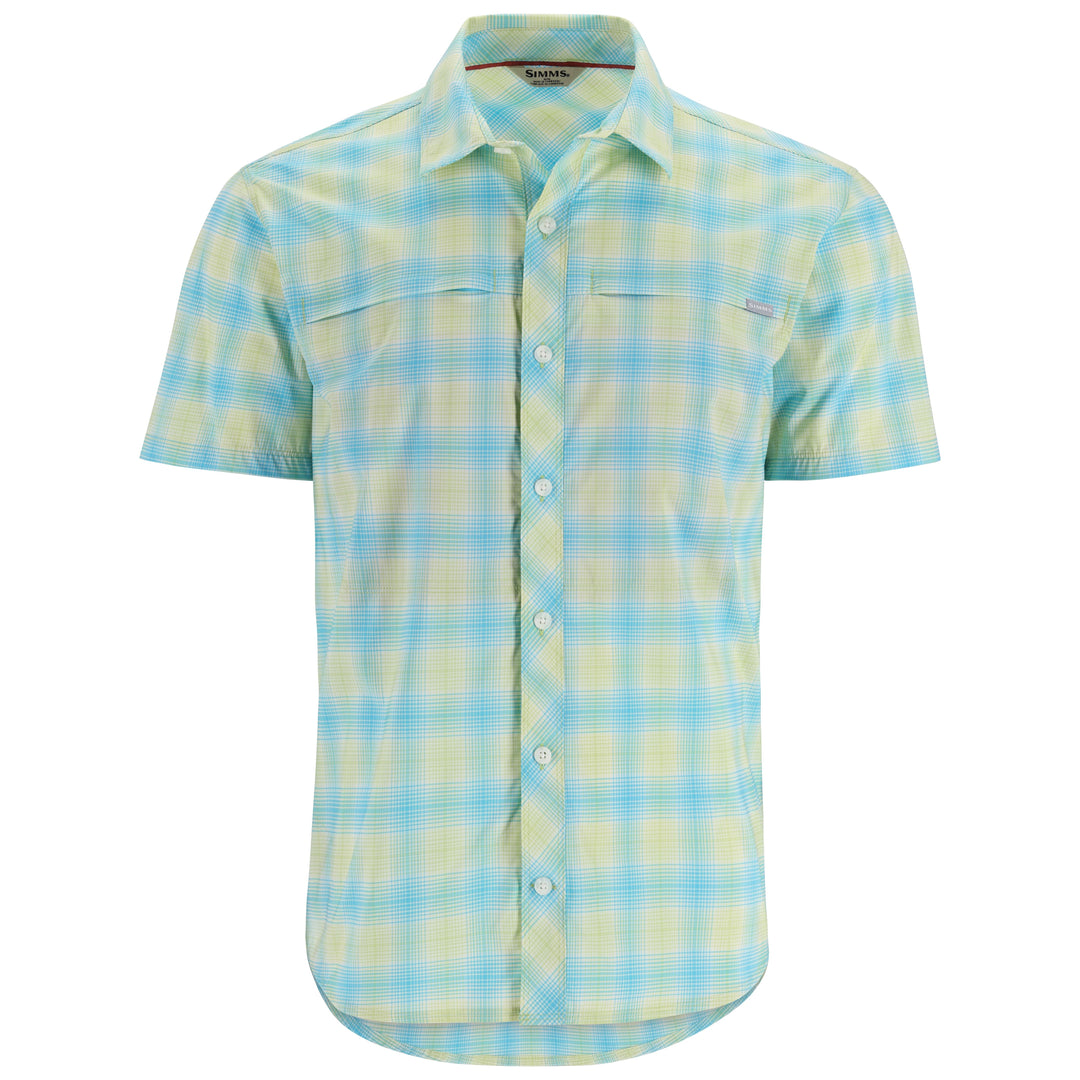 Simms Men's Stone Cold SS Shirt Lichen / Sea Pool Ombre Plaid Image 01