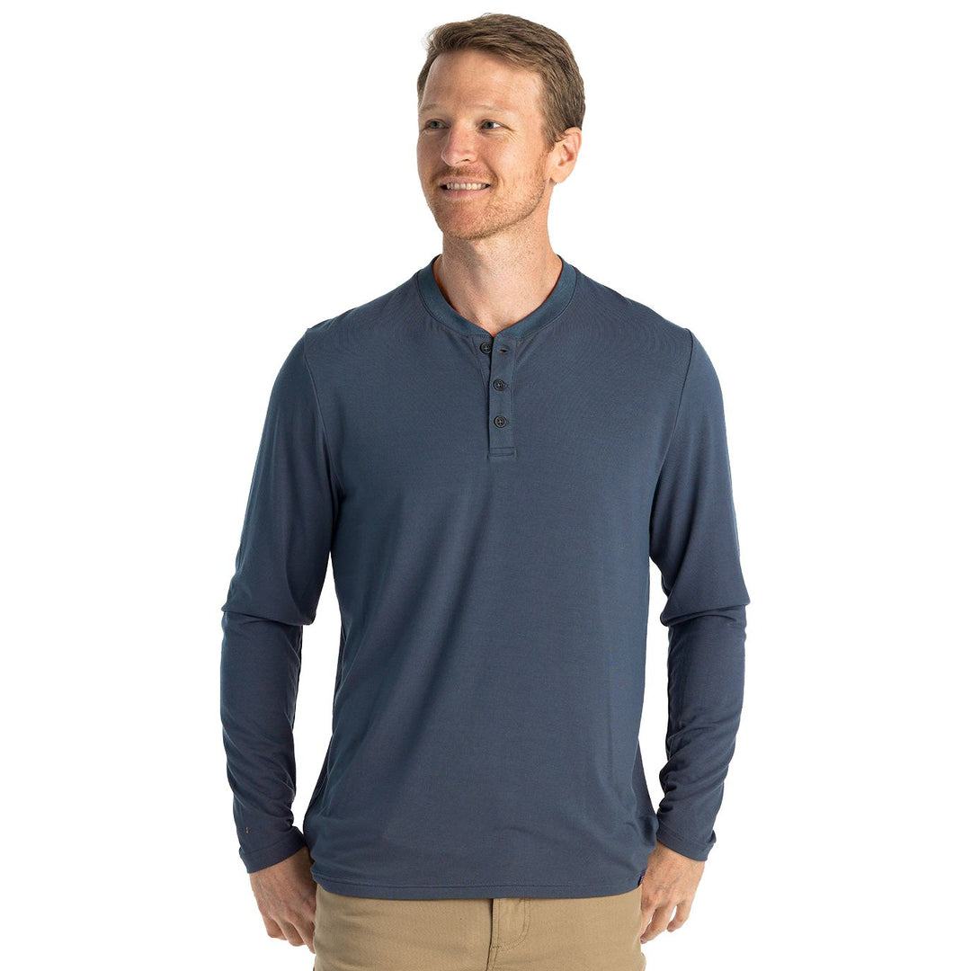 Free Fly Men's Bamboo Flex Long Sleeve Henley Midnight Image 01