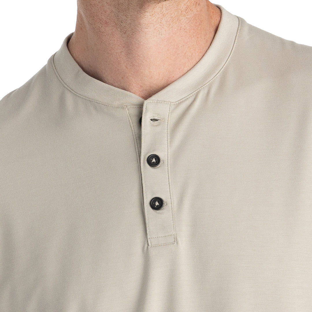 Free Fly Men's Bamboo Flex Long Sleeve Henley Sandstone Image 03