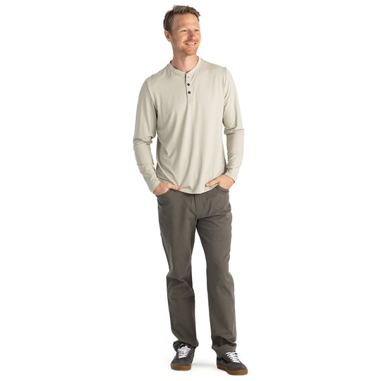 Free Fly Men's Bamboo Flex Long Sleeve Henley Sandstone Image 04