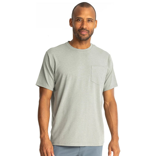 FreeFly Men's Bamboo Flex Pocket Tee Heather Agave Green Image 01