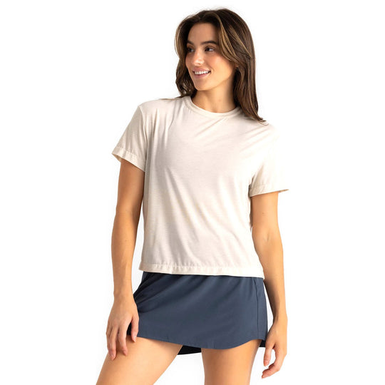 Free Fly Women's Elevate Lightweight Tee Heather Birch Image 01