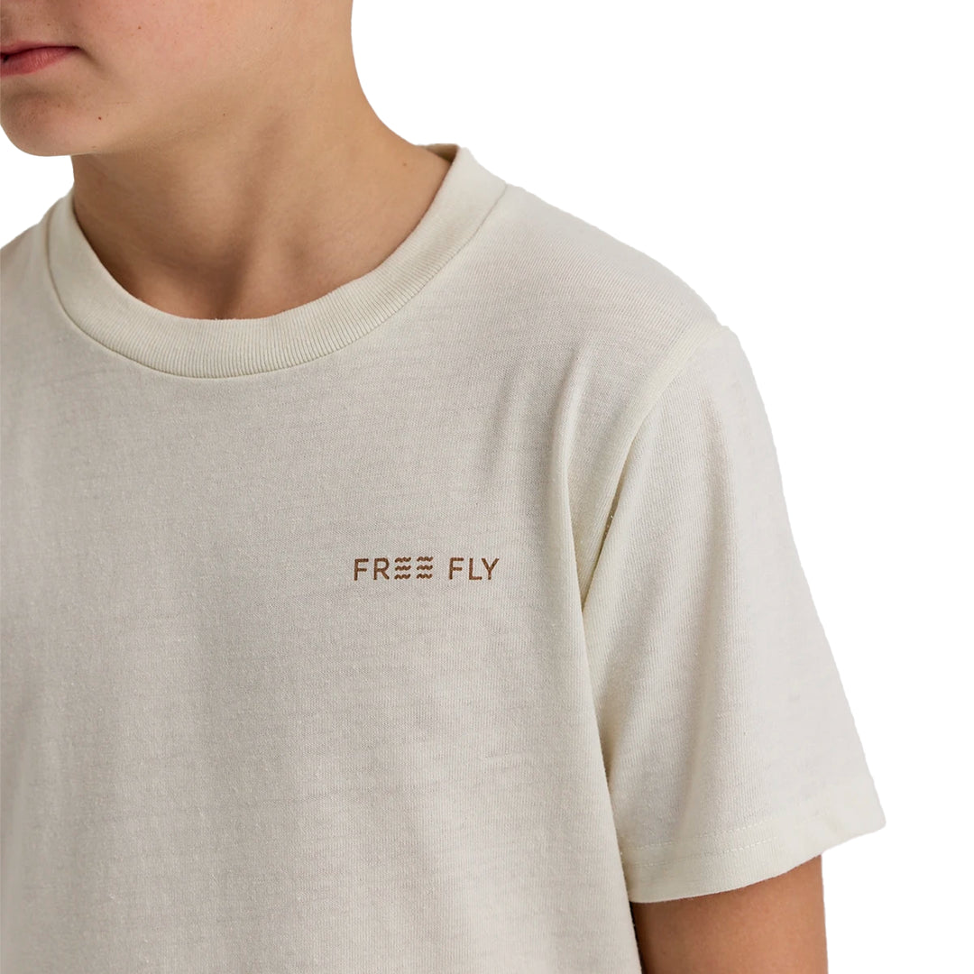 Free Fly Youth Vintage Camo Redfish Tee Heather Birch Image 02