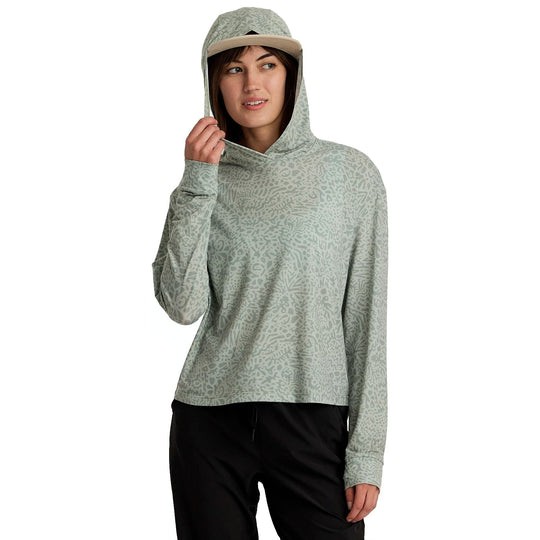 Free Fly Women's Elevate Lightweight Hoodie Drifter Print Desert Sage Image 01