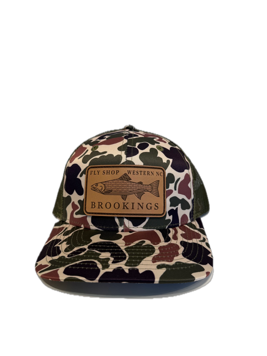 Brookings Leather Fish Patch Trucker Hat