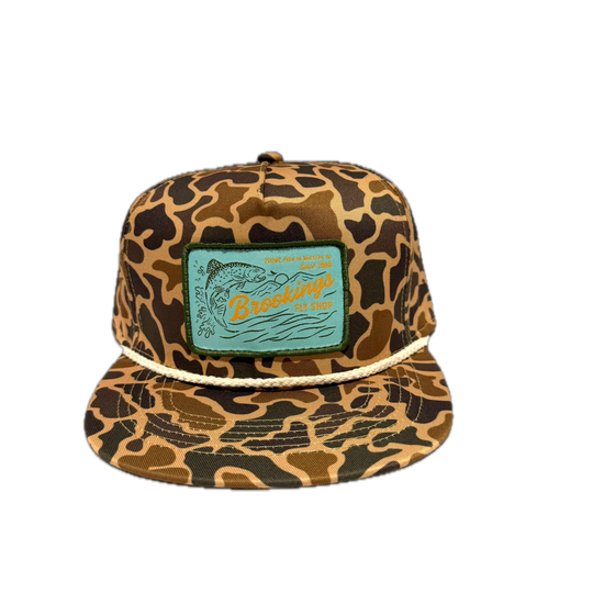 Brookings Blue Retro Trout Patch Trucker Hat