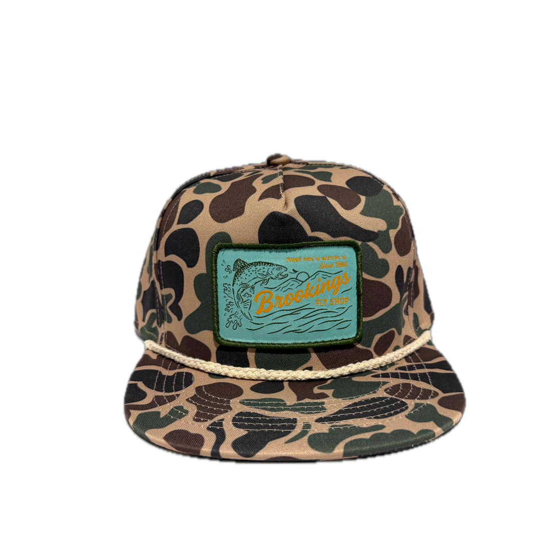 Brookings Blue Retro Trout Patch Trucker Hat