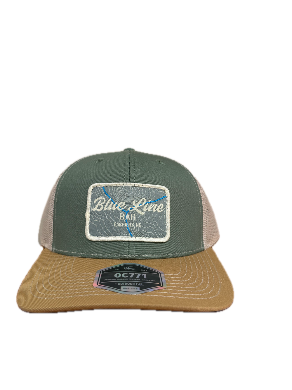Brookings Blue Line Bar Square Trucker Hat