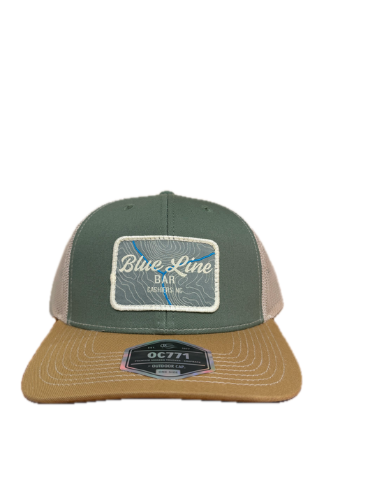 Brookings Blue Line Bar Square Trucker Hat