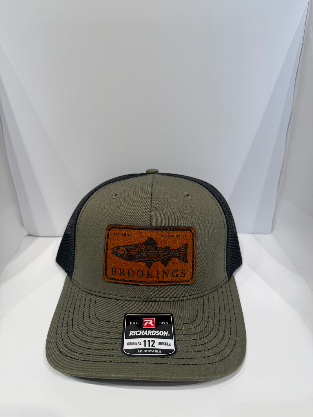 Brookings Leather Fish Patch Trucker Hat
