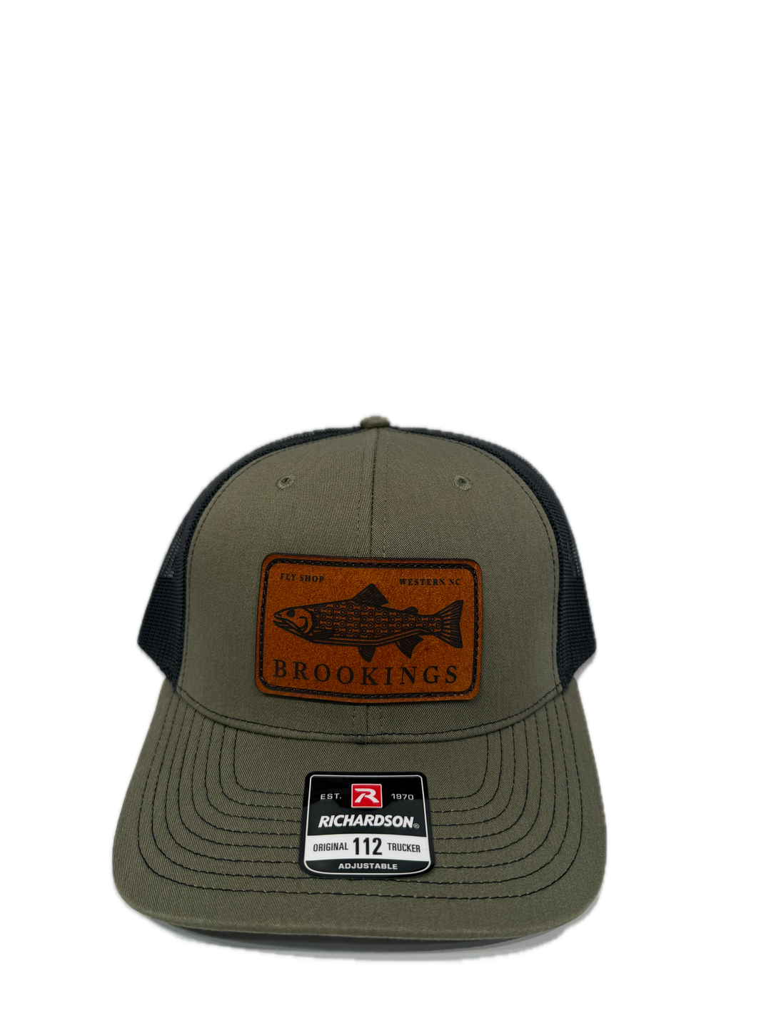 Brookings Leather Fish Patch Trucker Hat
