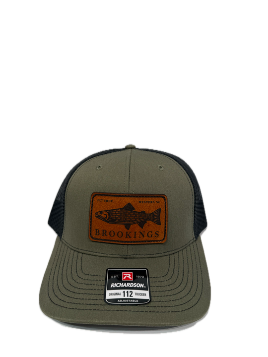 Brookings Leather Fish Patch Trucker Hat