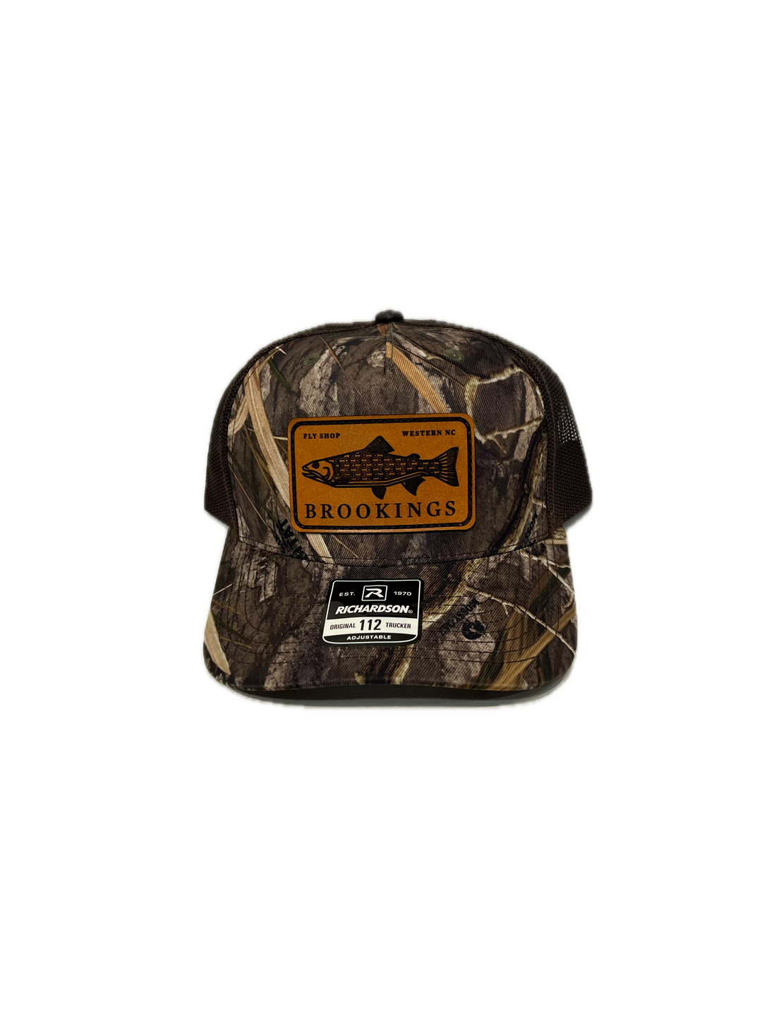 Brookings Leather Fish Patch Trucker Hat
