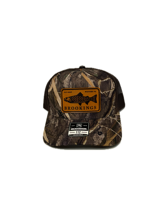 Brookings Leather Fish Patch Trucker Hat