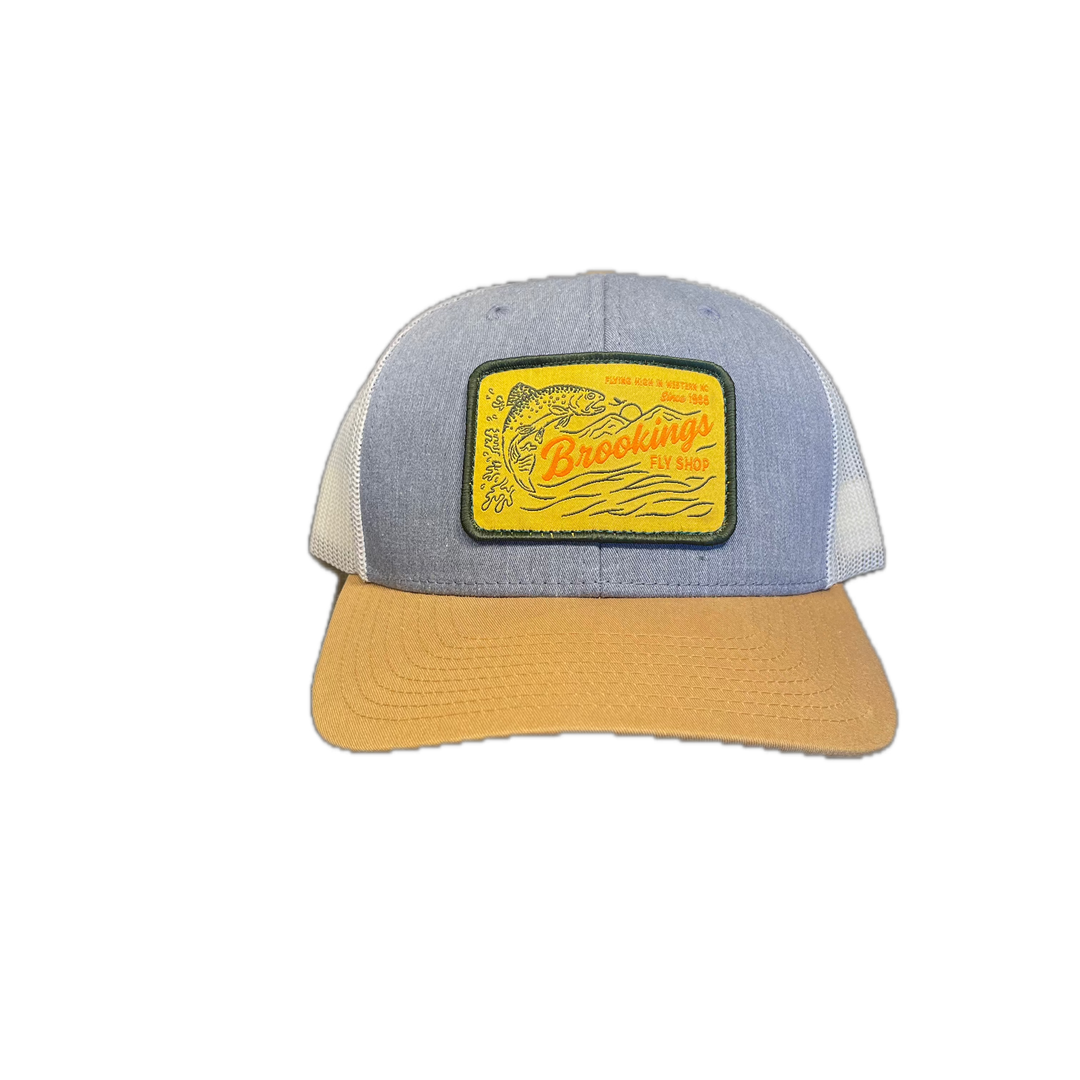 Brookings Yellow Retro Patch Trucker Hat