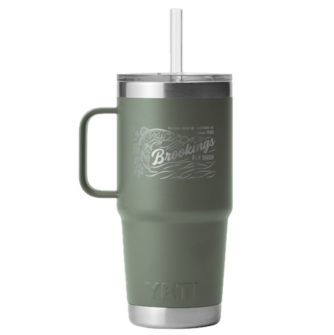 Yeti Rambler Straw Mug w/ Retro Trout Logo