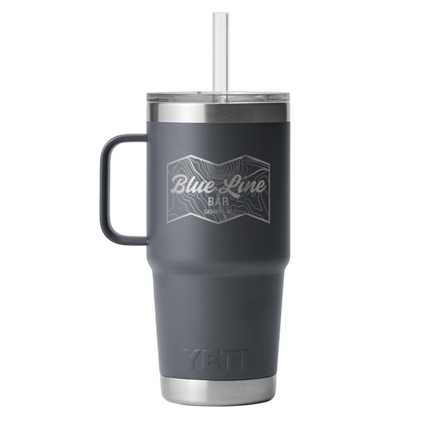 Yeti Rambler Straw Mug w/ Blue Line Bar Logo