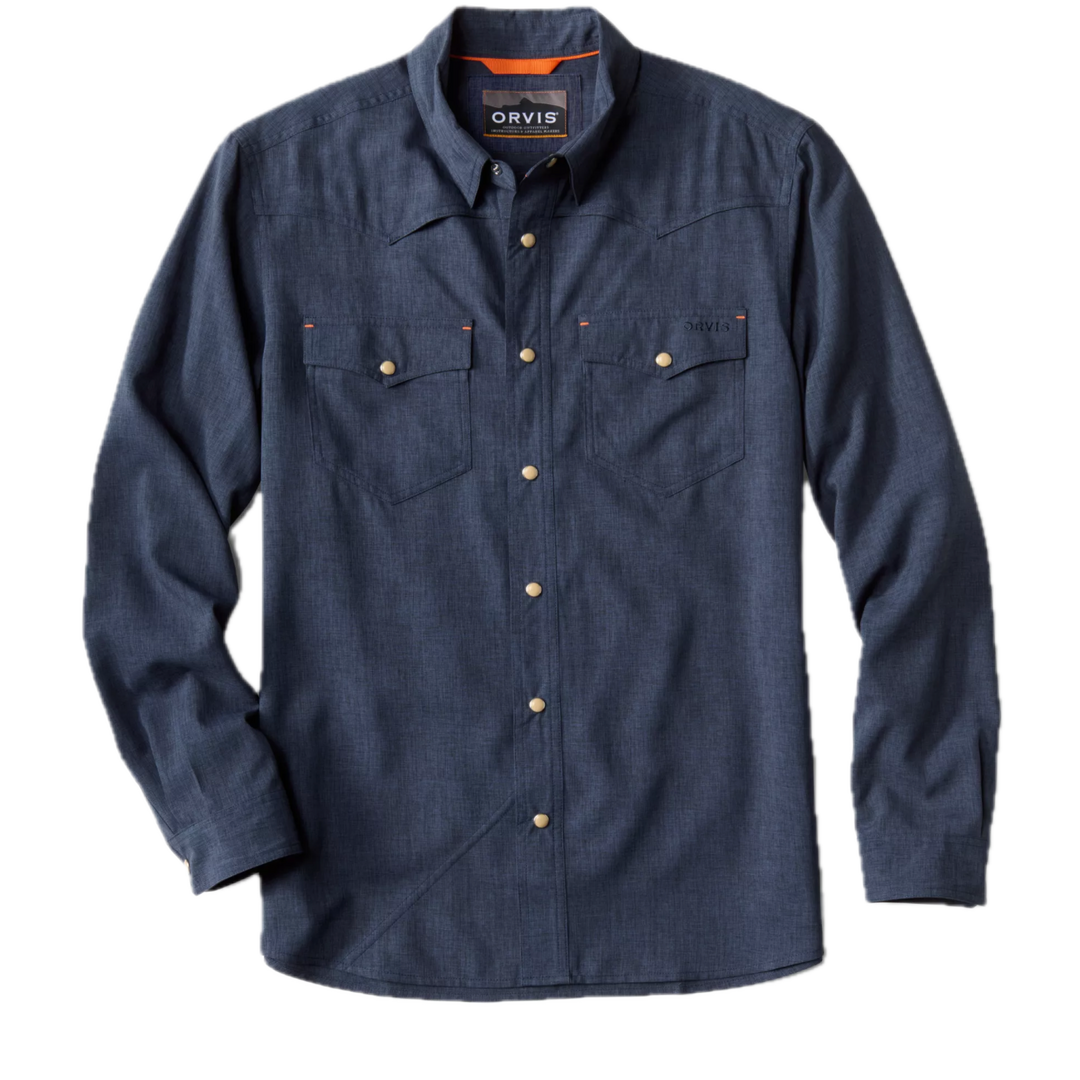 orvis dress shirts Men's Tech Chambray Long-Sleeve Work Shirt The Speckled Trout Outfitters whether youre pitching a risky idea at a meeting or casting in the sun Orvis Long Sleeve Button Down